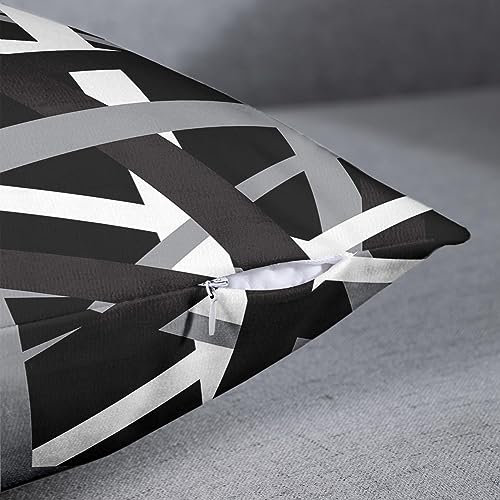 Emvency Set of 2 Gray & Black 18 x 18 Inch Striped Pillow Covers - Retro Home Decor