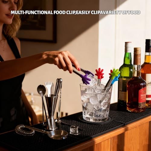 Aissmmeio 4PCS Silicone Mini Tongs, 5-Inch Hand-Shaped Serving Tongs