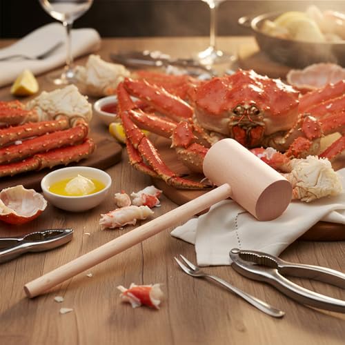 4 Pcs Wooden Seafood Mallets for Crab, Lobster, and Nut Cracking
