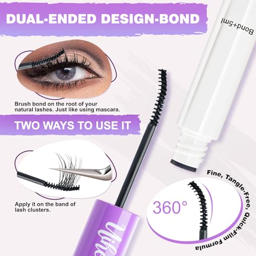 Uiheex Lash Cluster Glue - 2-in-1 Waterproof Bond and Seal for DIY Eyelash Extensions, 10ml