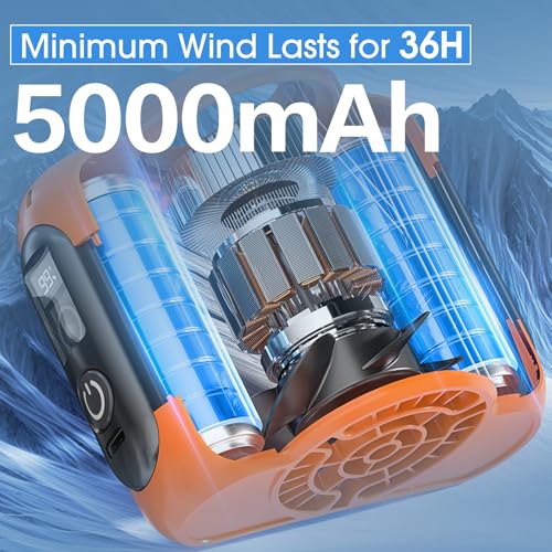 TrendGear Portable Waist Clip Fan, 5000mAh Rechargeable Orange Belt Fan