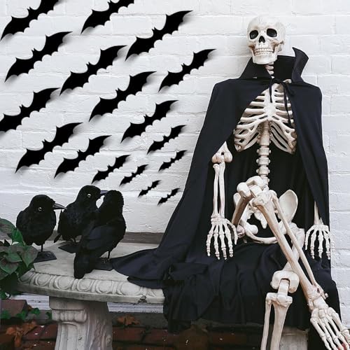 120 Pcs 3D Halloween Bat Wall Stickers for Indoor Outdoor Decor