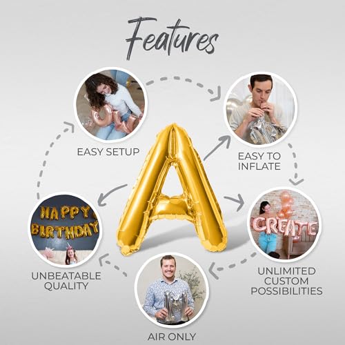 25th Anniversary Gold Letter Balloons - 16" Foil Alphabet Set