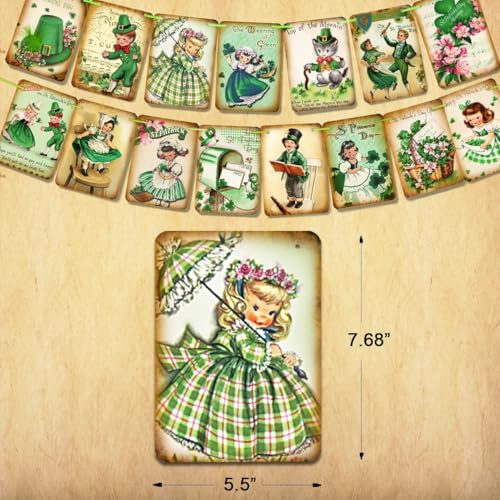 St. Patrick's Day Shamrock Banner - 15pcs Green Party Decor