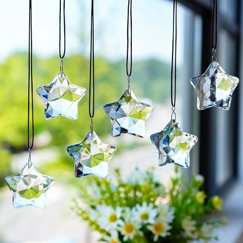 6pcs Clear Crystal Star & Moon Prisms Ornaments for Ramadan