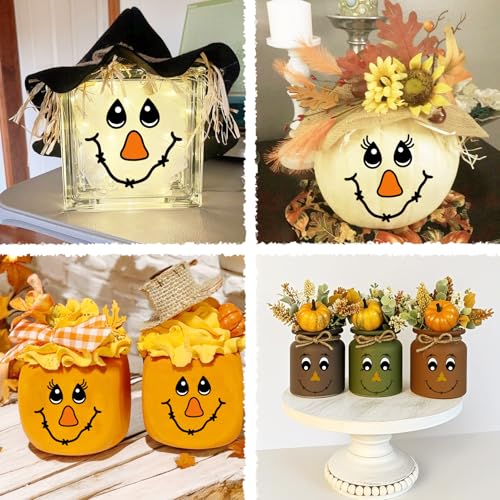24pcs Fall Scarecrow Face Vinyl Decals for DIY Crafts & Halloween Decor