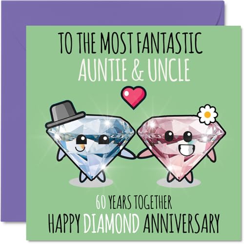 Stuff4 Diamond Anniversary Card for Aunt and Uncle 60 Years Together
