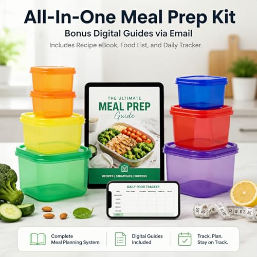 Prefer Green 7 Pcs Portion Control Containers - Color Coded Meal Prep Set