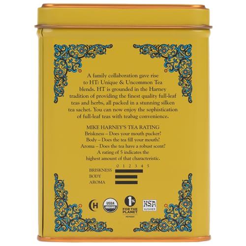 Harney & Sons Organic Ginger Lemon Herbal Tea, 20 Pyramid Sachets in Tin