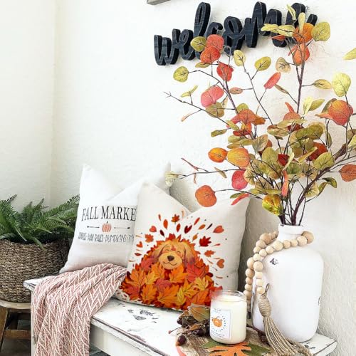 RABUSOFA Fall Pillow Covers 18x18 Inch with Dog Design