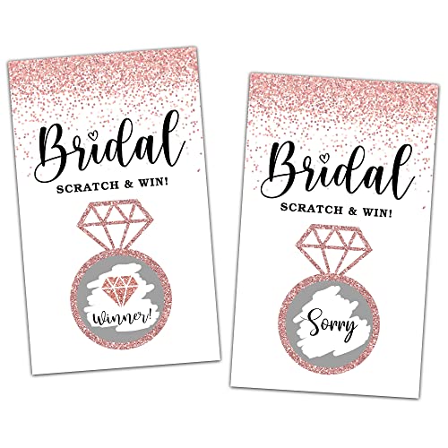 Bridal Shower Scratch Off Game Cards 50 Pack Pink and Gold Raffle Tickets