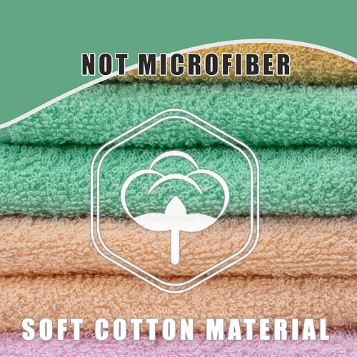 Textila Cotton Washcloths 12x12 Inch - Multicolor 10-Pack
