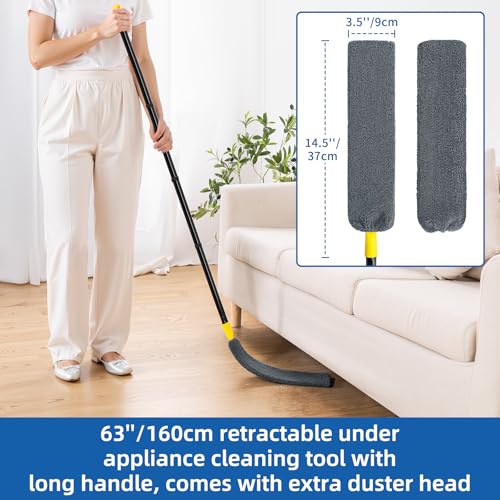 Qaestfy Under Appliance Cleaning Tool Kit with Long Handle & Microfiber Pads