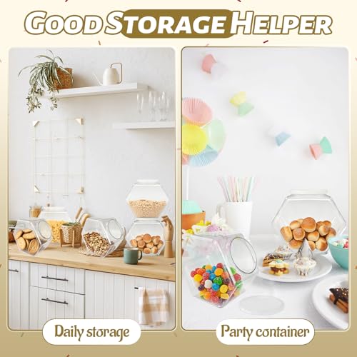 Woozettn Hexagon Candy Jar - 71 oz Clear Plastic Container with Lid