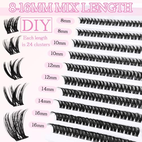 SLSXNL DIY Lash Clusters 120pcs D Curl Volume Eyelash Extensions 8-16mm
