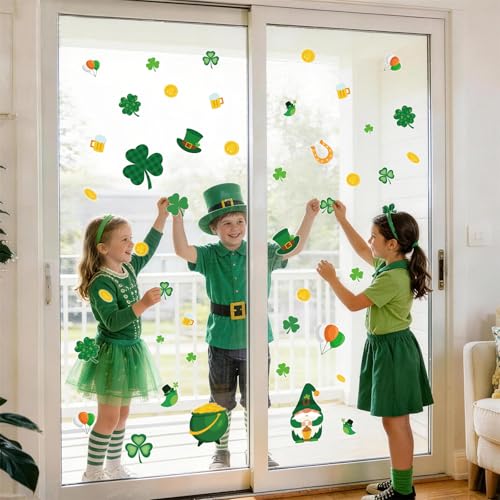 St. Patrick's Day Window Clings - 6 Sheet Shamrock Stickers