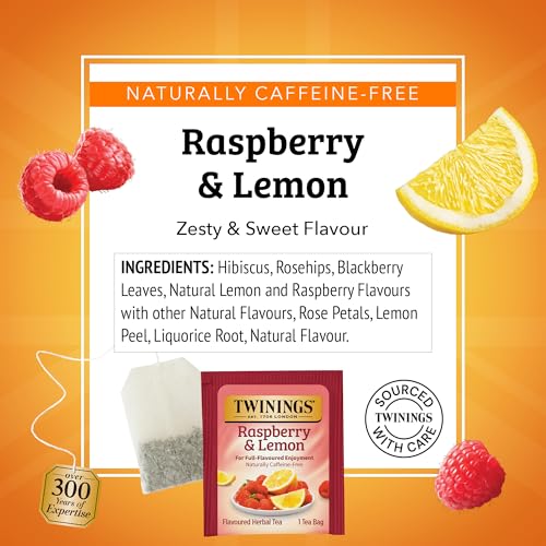 Twinings Raspberry & Lemon Herbal Tea Bags, 20 Count (Pack of 6)