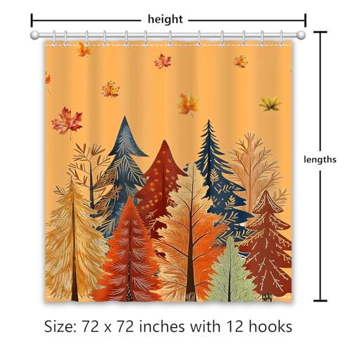 Fall Shower Curtain Set with Autumn Maple Leaves - Fall-1