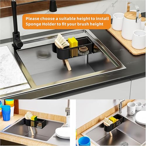 SuoXing Black Rustproof Sink Sponge Holder with Suction Cup