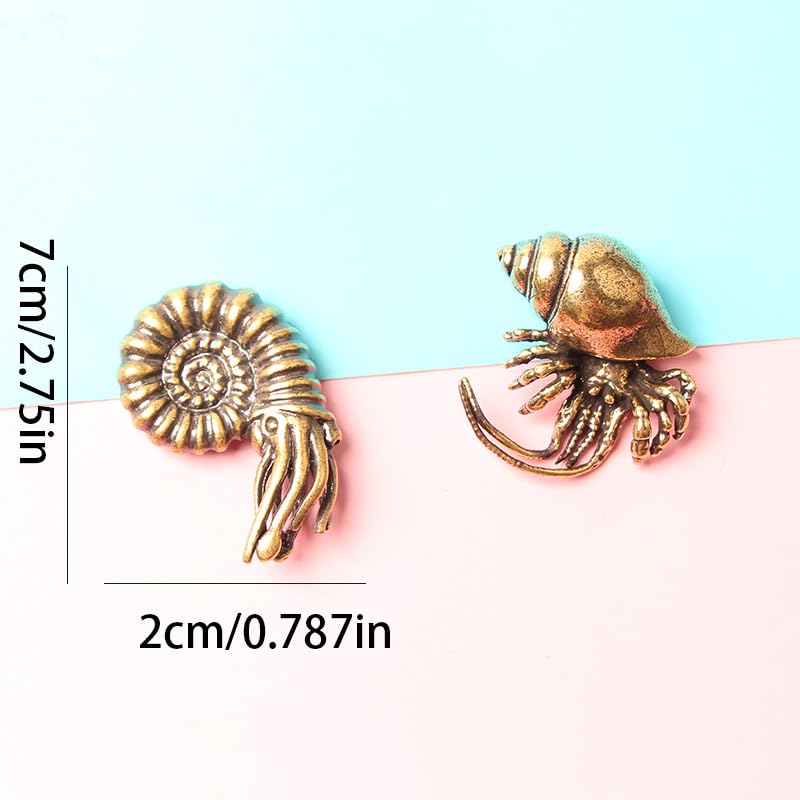 3-Piece Antique Brass Crab & Nautilus Ornament Set for Home Decor
