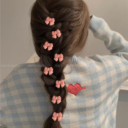 Pink Bow Hair Clips Mini Acrylic Hair Claw Clips for Women and Girls 10 Pack