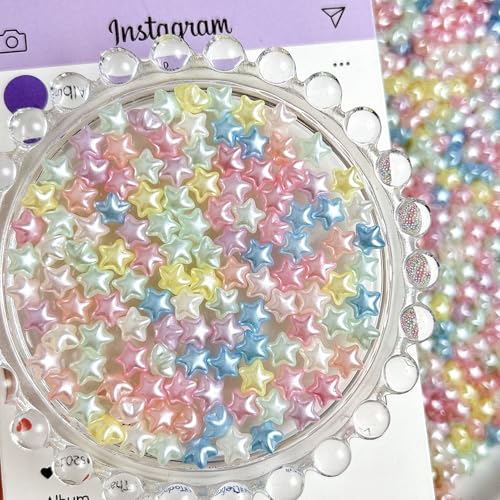 Tephrent 300Pcs 3D Star Nail Charms Aurora Resin Flatback Rhinestones