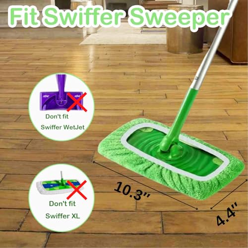 Green 4-Pack Reusable Microfiber Mop Pads for Swiffer Sweeper