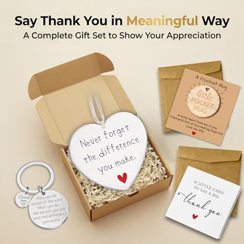 Thank You Gift Set for Teachers – Heart Ornament & Pocket Hug