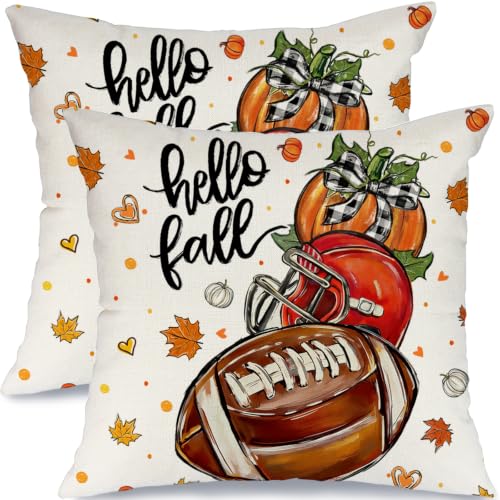 GEEORY 18x18 Inch Fall Pumpkin Pillow Covers - Set of 2 for Autumn Decor