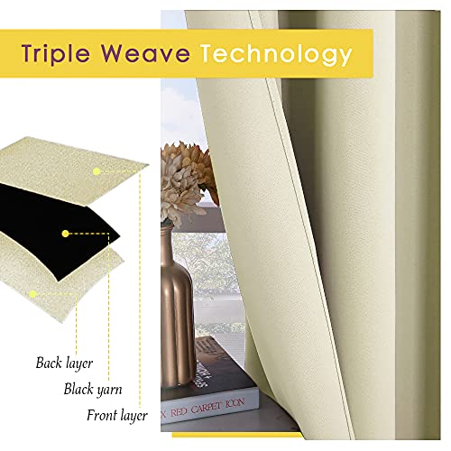 NICETOWN Thermal Insulated Blackout Curtains - Beige, 42"W x 45"L (2 Pack)