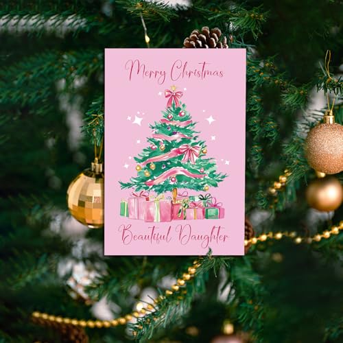 Merry Christmas Beautiful Daughter Greeting Card - Sentimental Holiday Card with Envelope
