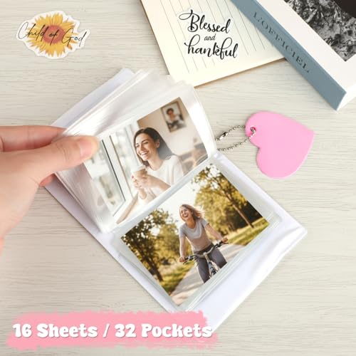 Mini Photocard Binder Album with 32 Pockets - Pink Heart Design
