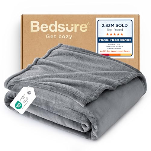 Bedsure XL GentleSoft Fleece Throw Blanket - 50x70 inches, Grey