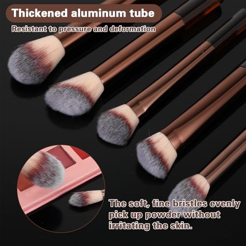 13-Piece Brown Professional Makeup Brush Set with Synthetic Bristles