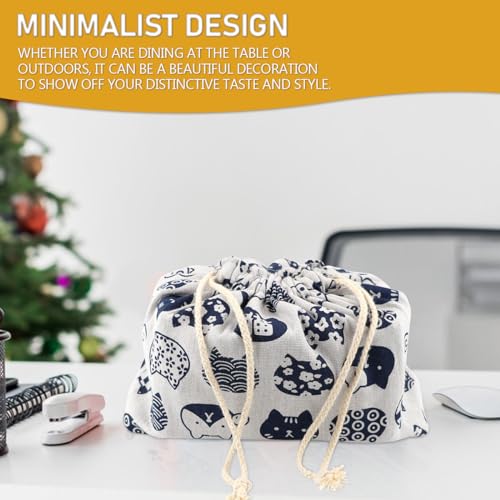 DOERDO Portable Japanese Style Lunch Tote Bag with Drawstring
