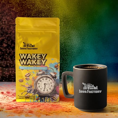 Java Factory Wakey Wakey Light Roast Ground Coffee, 100% Arabica, 10 Oz