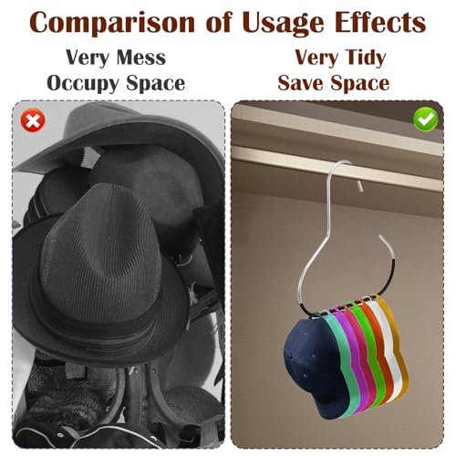 6-Pack Hat Organizer for Baseball Caps - Metal Hanger Storage