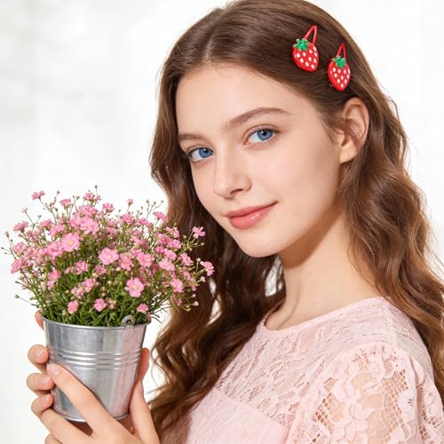 Strawberry Hair Clip and Hair Ties Set - 5PCS Cute Fruit Barrettes