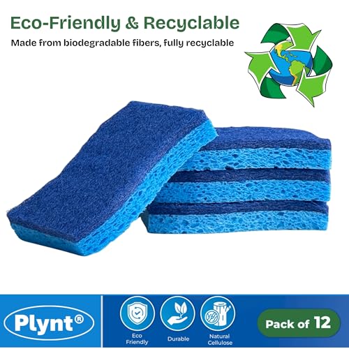 Plynt Non-Scratch Scrub Sponges for Dishes & Kitchen - 12 Pack