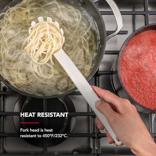 KitchenAid Porcelain White Pasta Fork - Heat Resistant & Ergonomic