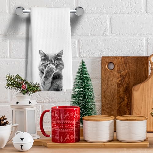 Funny Cat Hand Towels for Bathroom & Kitchen Decor - 16x24 Inch