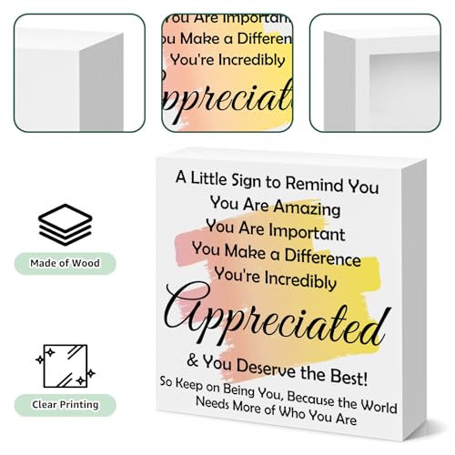 Inspirational Wooden Box Sign - Motivational Office Desk Decor & Farewell Gift
