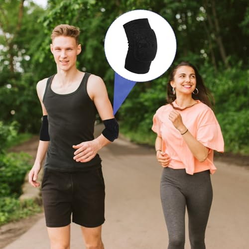 1 Pair Tandem Volleyball Elbow Pads, Arm Brace Pads Elbow Protector Strap Support Fitness Arm Protector Compression Breathable with Padded for Men and Women (Black, S, Suitable weight:110-176lb)