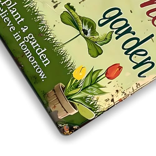 Vintage Metal Garden Sign - Welcome to My Garden 8x12 Inch