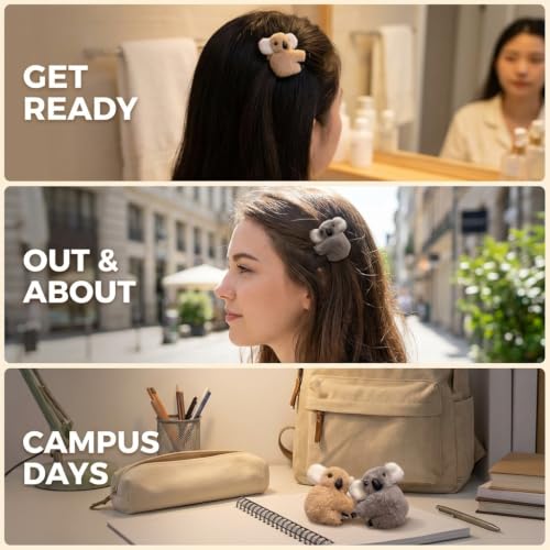 Plush Koala Hair Claw Clips 3-Piece Set Cute Animal Hair Accessories