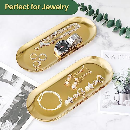 Wikapy Gold Decorative Tray Set - Multi-Functional Organizer for Jewelry, Perfume & More