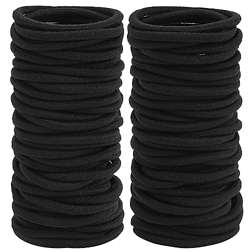 Sderoq 6mm Black Hair Ties 80-Piece Elastic Ponytail Holders for Thick Hair