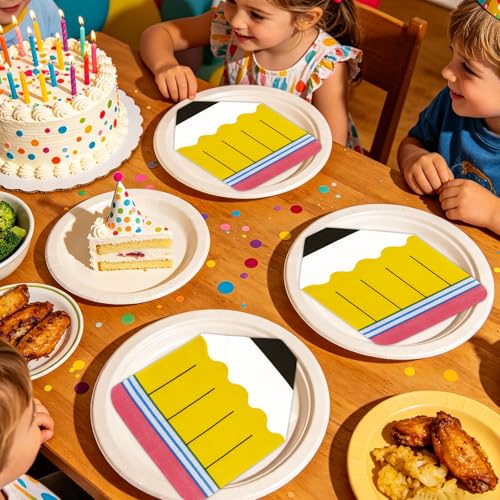 50 Pcs Pencil Shaped Napkins - Back to School Party Decor & Supplies
