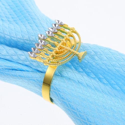 COHEALI Menorah Hanukkah Napkin Rings 6 Pack Metal Table Decor