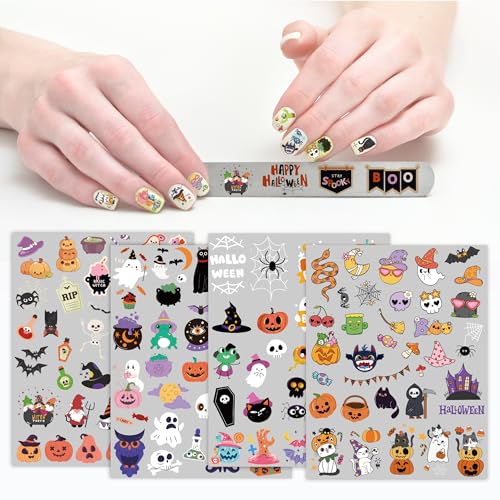 Halloween Nail Art Stickers - 165 PCS Pumpkin & Ghost Designs